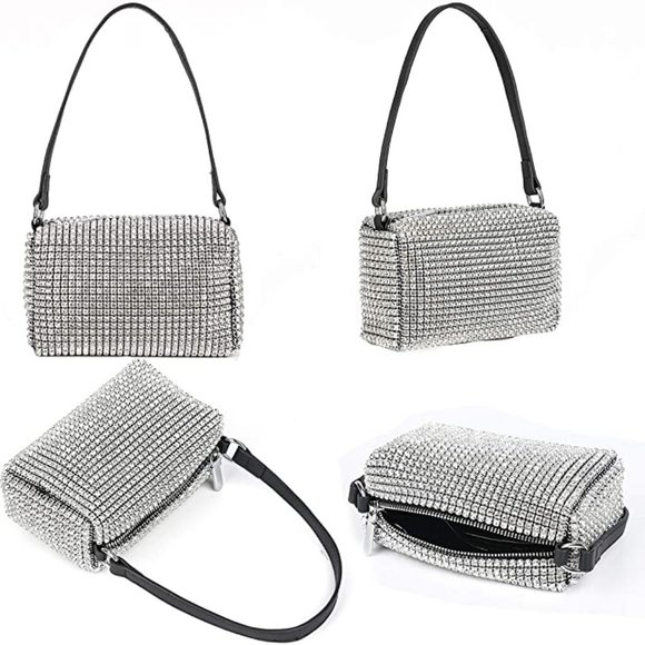 Rhinestones Silver Club Bag / Clutch